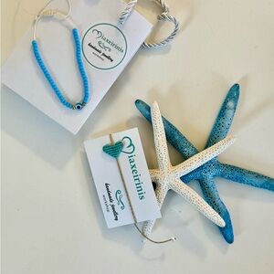 Blue Beaded Bracelet with Eye Charm